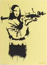 Banksy Graffiti - Mona Launcher - Wanddecoratie - Premium Kwaliteit - Canvas Print - Canvas Schilderijen - Muur Schilderijen - Canvas - Wanddecoratie - Afmeting 32cm x 45cm 2cm Dik