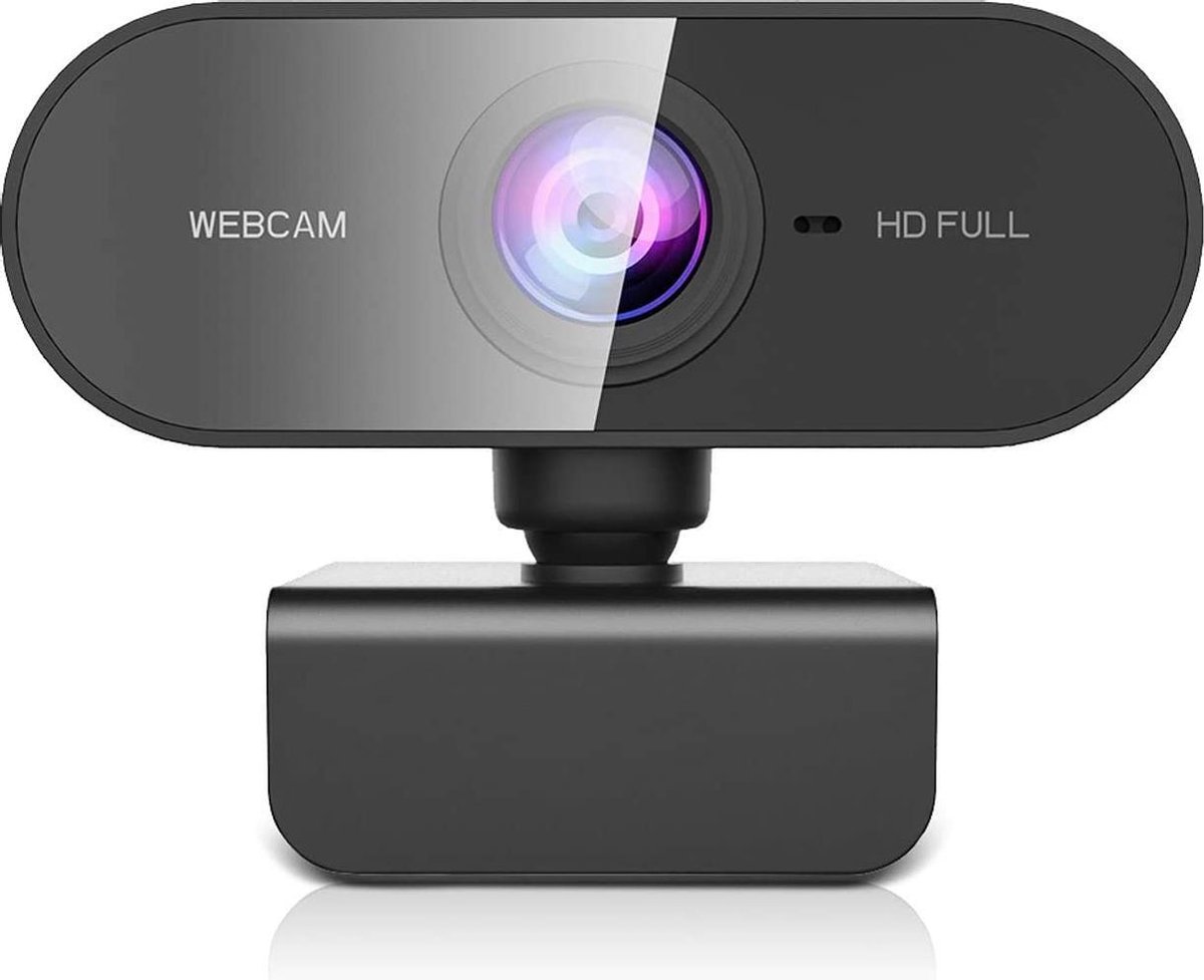 NÖRDIC CAM-2M Webcam met microfoon - 360 graden draaibaar -1080p - Zwart