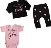 Babypakje set meisje-geboortepakje-Mooie meid-Maat 80-zwart-roze