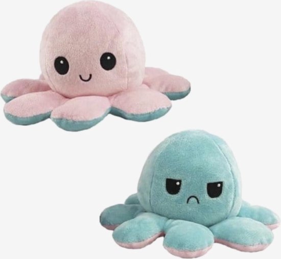 Octopus knuffel - Mood knuffel - Roze/Blauw - Blij/Boos knuffel -  Omkeerbaar - Emotie... | bol.com