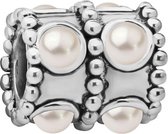Quiges - 925 - Zilveren - Bedels -Sterling zilver - Beads - Ornament met Kunstparels Kraal Charm - Geschikt – voor - alle bekende merken - Armband Z315
