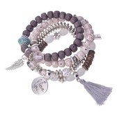 Juleeze Armband Dames JZBR0633G 15 cm - Grijs Kunststof ArmbandjesSieraden Dames