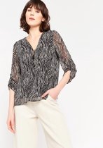 LOLALIZA Blouse met zebra print en rits - Zwart - Maat 42