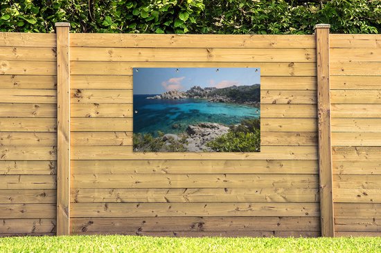 Tuinposter - Tuindoek - Tuinposters buiten - De kustlijn met helder turquoise water - 120x80 cm - Tuin - GreatGardenPosters