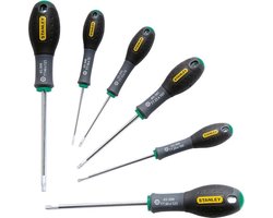 Stanley 6-Delige FatMax Schroevendraaierset Torx Tt10 X 75mm. Tt15 X 75mm. Tt20 X 100mm. Tt25 X 100mm. Tt30 X 125mm. Tt40 X 125mm
