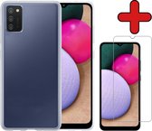 Hoesje Geschikt voor Samsung A02s Hoesje Siliconen Case Hoes Met Screenprotector - Hoes Geschikt voor Samsung Galaxy A02s Hoes Cover Case - Transparant
