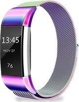 Eyzo Fitbit Charge 2 Band- Roestvrijstaal - Regenboogkleur - Small
