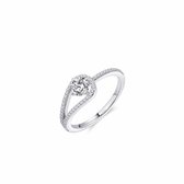 Jewels Inc. - Ring - Solitaire Ring met Zirkonia Rond met een Omslagband - 4mm - Maat 52 - Gerhodineerd Zilver 925