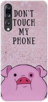 ADEL Siliconen Back Cover Softcase Hoesje Geschikt voor Huawei P20 Pro - Biggetje Don't Touch My Phone