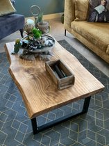 Boomstam salontafel l hout l staal l L80 x B65/70 x H45 cm GEMONTEERD GELEVERD
