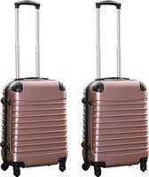 Kofferset 2 delige ABS handbagage koffers - met cijferslot - 39 liter - rose goud