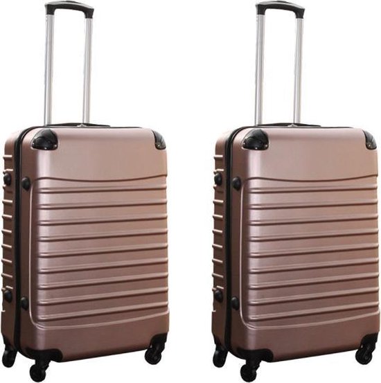 Kofferset 2 delige ABS groot - met cijferslot - 69 liter - rose goud