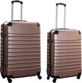 Travelerz kofferset 2 delige ABS groot - met cijferslot - reiskoffers 69 en 95 liter - rose goud
