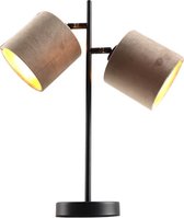 Olucia Talita - Moderne Tafellamp - Metaal/Stof - Goud;Taupe
