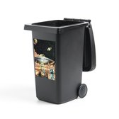 Autocollant conteneur Illustration Science Fiction - Une illustration Science Fiction d'un OVNI sur une planète - 40x60 cm - Autocollant poubelle à roulettes - Autocollant conteneur résistant aux intempéries