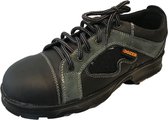 LMC Dozer werkschoenen - leren veiligheidsschoen type S2 - met stalen neus - maat 43 - kleur zwart/grijsgroen - met profielzool