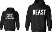 Hoodie jongen-Matching hoodies-Beast-Don't mess with me...my daddy is a...-Maat 9/11 jaar