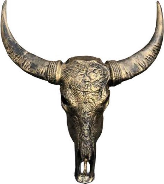Skull - Buffelschedel - Dierenschedel - Longhorn - Wanddecoratie - Muurdecoratie - Longhoorn - Longhoorn Skull - Buffalo - Skulls - Brons - 68 cm breed