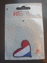 Restyle strijkapplicatie hartjesvlag, 5 stuks