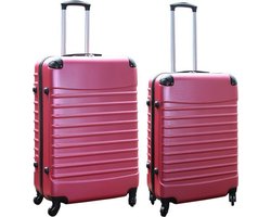 Travelerz kofferset 2 delige ABS groot - met cijferslot - reiskoffers 69 en 95 liter - roze