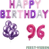 96 jaar Verjaardag Versiering Ballon Pakket Pastel & Roze