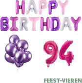 94 jaar Verjaardag Versiering Ballon Pakket Pastel & Roze