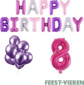 8 jaar Verjaardag Versiering Ballon Pakket Pastel & Roze