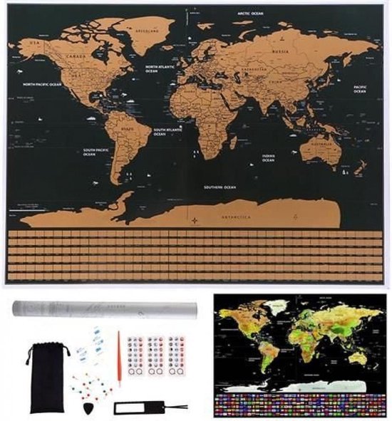 Optimaal Amuseren Slink Posters Wereldkaart set Wanddecoratie Scratchmap Accessoires - Vlaggen  Vaderdag Cadeau | bol.com