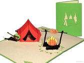 Popcards popupkaarten – Kamperen met Tent Kampvuur Barbecue Vakantie Vrijheid Pensioen Gitaar Avontuur BBQ camping zomervakantie reis pop-up kaart 3D wenskaart