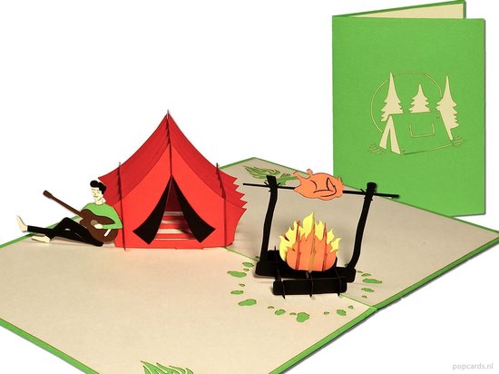 Popcards popupkaarten – Kamperen met Tent Kampvuur Barbecue Vakantie  Vrijheid Pensioen... | bol.com