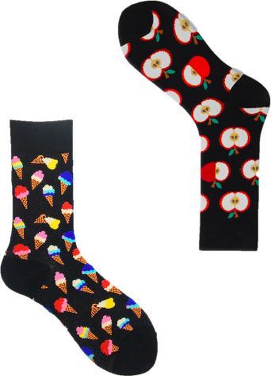 Binkie Socks Box | 2 Paar Leuke Sokken Heren | Een Appel en een Ijsje Sokken | Maat 43-46