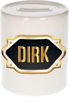 Dirk naam cadeau spaarpot met gouden embleem - kado verjaardag/ vaderdag/ pensioen/ geslaagd/ bedankt