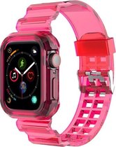 Luxe Siliconen Armband Voor Apple Watch Series 1/2/3/4/5/6/SE 38/40 mm Horloge Bandje - Sportband Armband Polsband Strap - Horloge Band - Watchband - Vervang Horlogeband - Transparant Roze