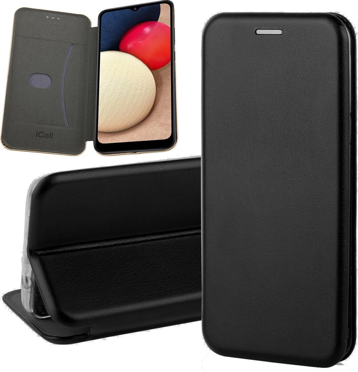 Hoesje geschikt voor Samsung Galaxy A02s - Book Case Kunstleer ThinShield Zwart