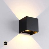 ABC | LED Wandlamp Binnen & Buiten Verlichting - Vierkant - LED Lamp - Met Bevestigingsmateriaal - 12W - Zwart