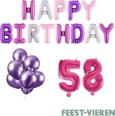 58 jaar Verjaardag Versiering Ballon Pakket Pastel & Roze
