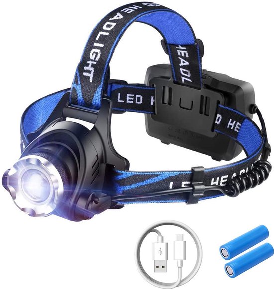 LED hoofdlamp 1000 Lumen oplaadbaar - waterproof – vislamp – werklamp –  survival -... | bol.com