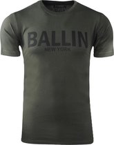 Ballin - Heren T-Shirt - Ronde Hals - Regular Fit  - Kaki  - Copy