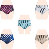 Fine Woman - Dames Katoenen Slip Bolletjes 5-pack - Maat L