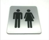 Deurbordje - WC bordje - WC - Toiletbord - Bordje - RVS Look - Pictogram – Heren Dames – Man Vrouw - Zelfklevend – 10 cm x 12 cm x 1,6 mm - 5 Jaar Garantie