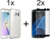 Samsung S7 Edge Hoesje - Samsung Galaxy S7 Edge hoesje transparant siliconen case hoes cover hoesjes - Full Cover - 2x Samsung S7 Edge screenprotector