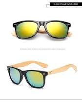 Zonnebril heren - Bamboe Zonnebril - Kleurrijke Zonnebril – Zwart / Groen/goud