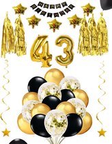 43 jaar verjaardag feest pakket Versiering Ballonnen voor feest 43 jaar. Ballonnen slingers sterren opblaasbare cijfers 43