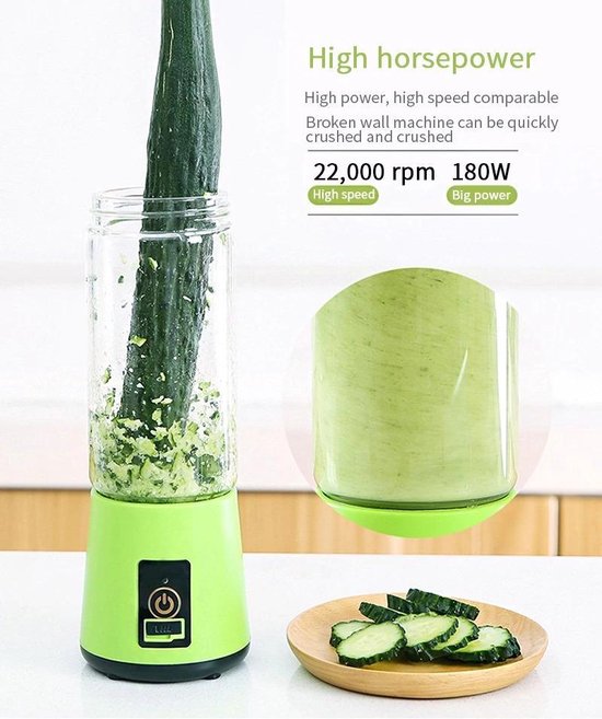 DrPhone V7 - Draagbare Blender - Mixer / Shaker - 2000 mAh Accu - 380ml - Blauw van DrPhone — afbeelding 4