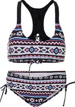 Dames bikini met sluiting een strik detail - Zic zac multi color  - M (Valt klein)