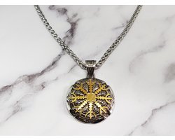 Mei's | Viking Amulet of Change ketting | mannen ketting / Viking sieraad / amulet ketting | Stainless Steel / 316L Roestvrij Staal / Chirurgisch Staal | Helm of Awe / zilver / goud / 70 cm