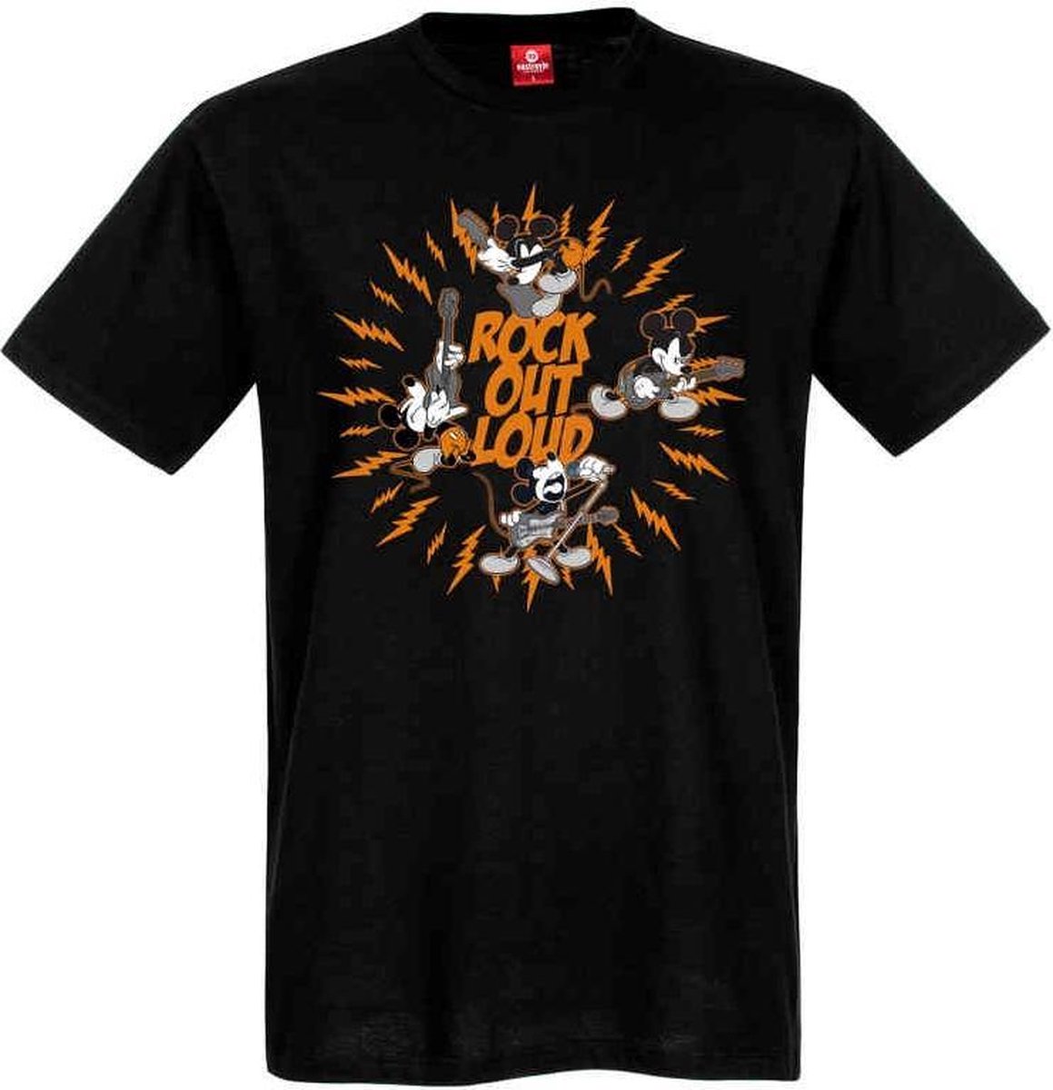 Disney Mickey Mouse Heren Tshirt -M- Rock Out Loud Zwart