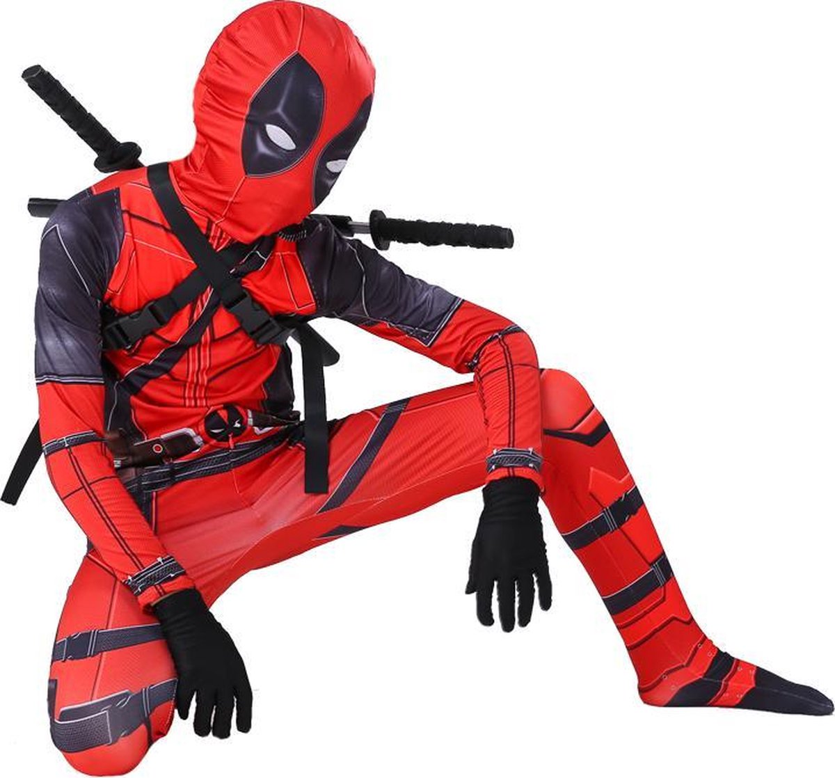 Deadpool Costume de super-héros pour enfants - Cadeau d'anniversaire -  Combinaison moulante pour enfants - Déguisement d'Halloween - Taille XS  (95-105