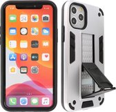 Hoesje met Magnetic Stand Hard Case Geschikt voor de iPhone 11 Pro - Stand Shockproof Telefoonhoesje - Grip Stand Back Cover - Zilver