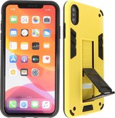 Hoesje met Magnetic Stand Hard Case Geschikt voor de iPhone X - iPhone Xs - Stand Shockproof Telefoonhoesje - Grip Stand Back Cover - Geel